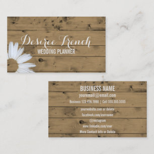 Carte De Visite Wedding planner en bois rustique social de