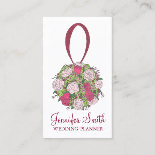 Carte De Visite Wedding planner fleuriste rose des fleurs nuptiale
