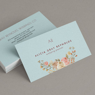 Carte De Visite Wedding planner floral Monogramme bleu