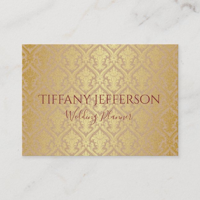 Carte De Visite wedding planner Gold Damask (Devant)