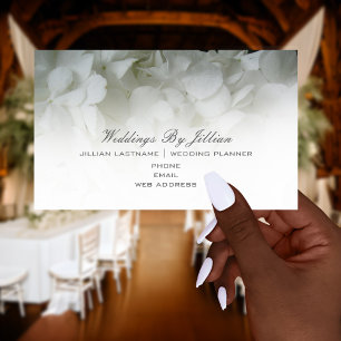 Carte de visite wedding planner - hydrangées blanc