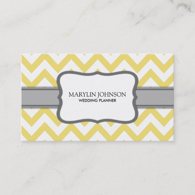 Carte De Visite Wedding planner jaune de Chevron (Devant)