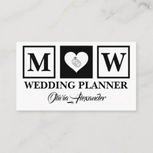 Carte de visite Wedding planner noir et blanc simp