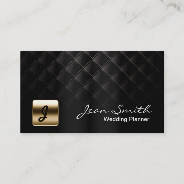 Carte de visite Wedding planner noir et or de luxe (Devant)
