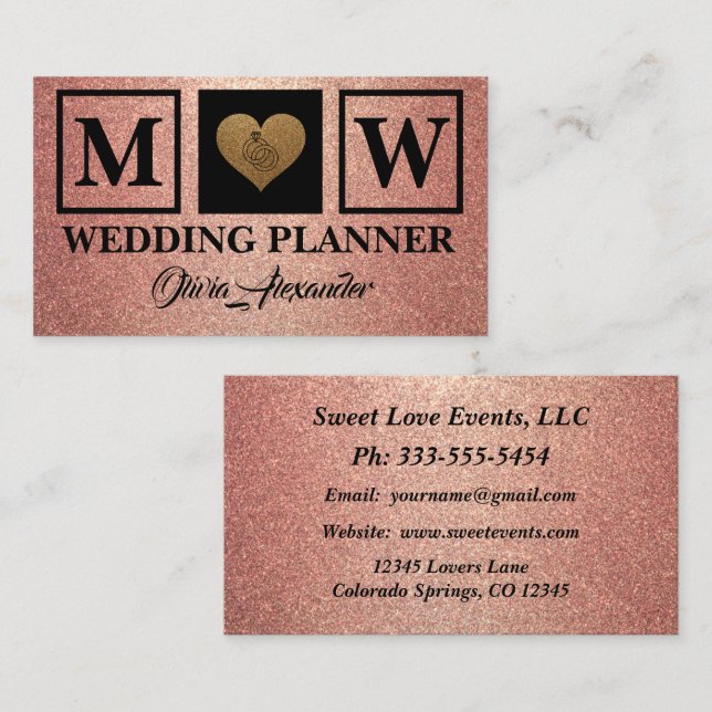 Carte de visite Wedding planner or Rose simple (Devant / Derrière)