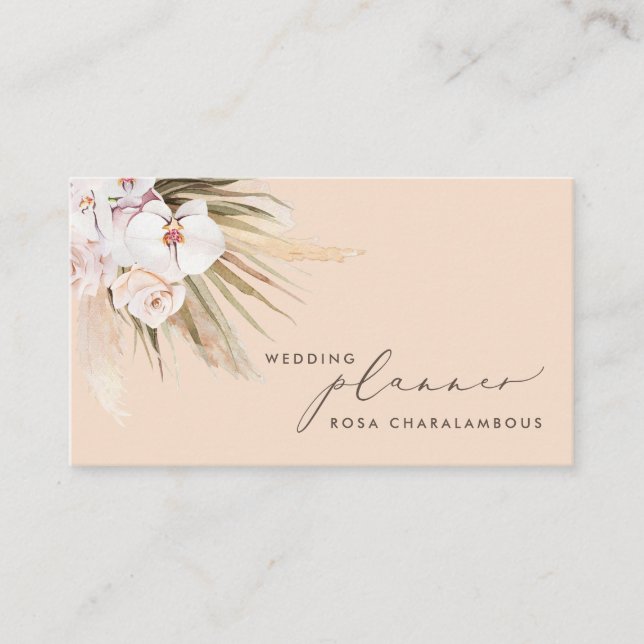 Carte De Visite Wedding planner Pampas Grass & Calligraphie (Devant)