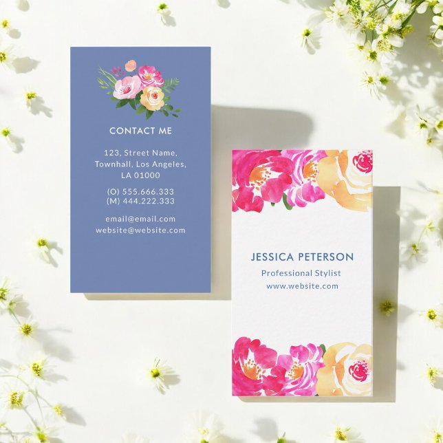 Carte De Visite Wedding planner rose Floral Chic (Créateur téléchargé)