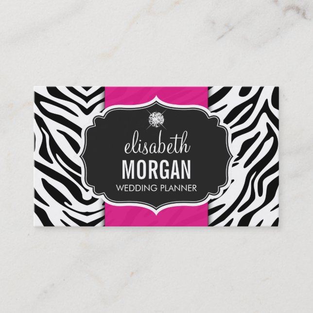 Carte De Visite Wedding planner - Tendance Zebra Print Hot Pink (Devant)