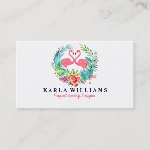Carte De Visite Wedding planner tropical Colorful Floral Wreath