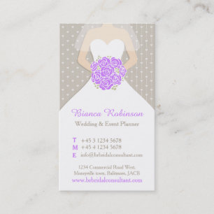 Carte de visite wedding planner violet, gris et bl