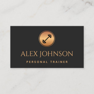 Carte De Visite Weight Lifing Gym Personal Trainer Gold Dumbbell