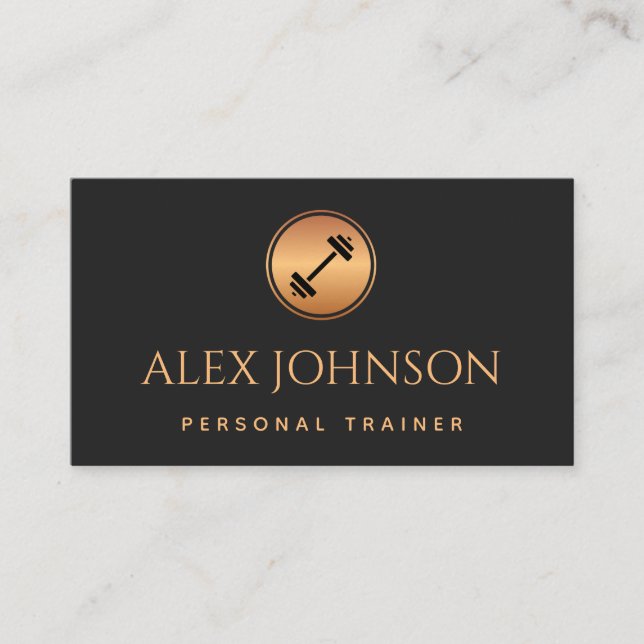 Carte De Visite Weight Lifing Gym Personal Trainer Gold Dumbbell (Devant)