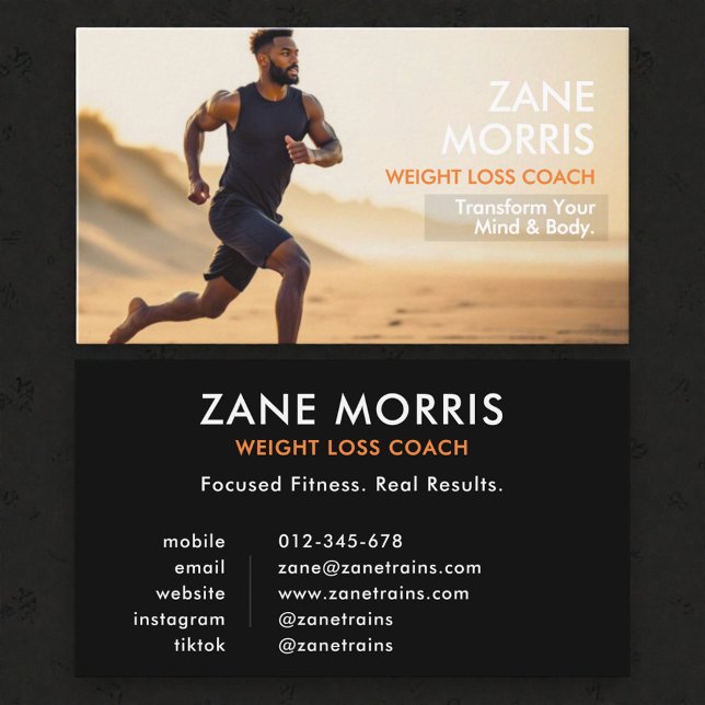 Carte De Visite Weight Loss & Fitness Coach Photo (Créateur téléchargé)
