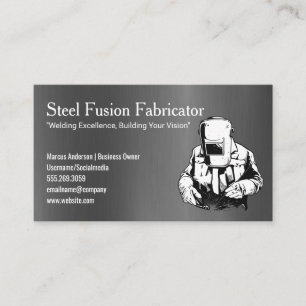 Carte De Visite Welder Working on Metal   Col bleu
