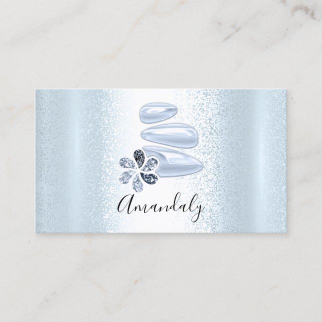Carte De Visite Wellness Spa Massage Thérapie Réflexologie bleue (Devant)