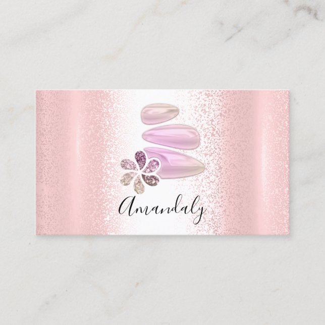 Carte De Visite Wellness Spa Massage Thérapie Réflexologie Rose (Devant)