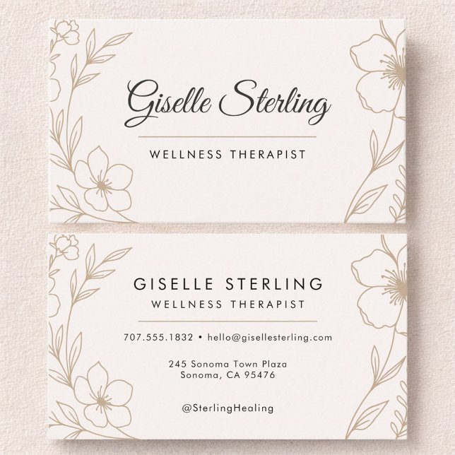 Carte De Visite Wellness Therapist Botanical Floral  (Créateur téléchargé)