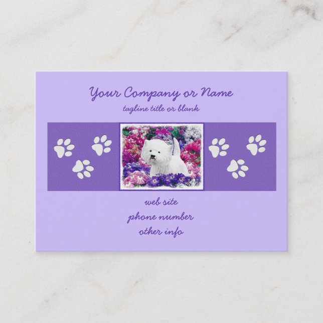 Carte De Visite West Highland White Terrier Peinture Chien Art (Devant)