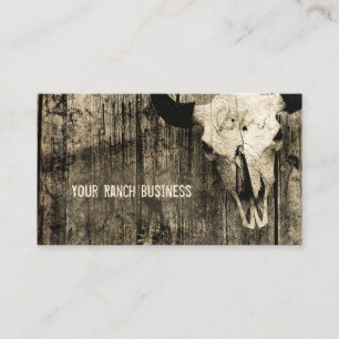 Carte De Visite Western Bull Skull Vintage Sepia Brown Rustique 