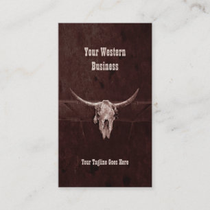 Carte De Visite Western Country Brown Rustique Cowboy Bull Skull