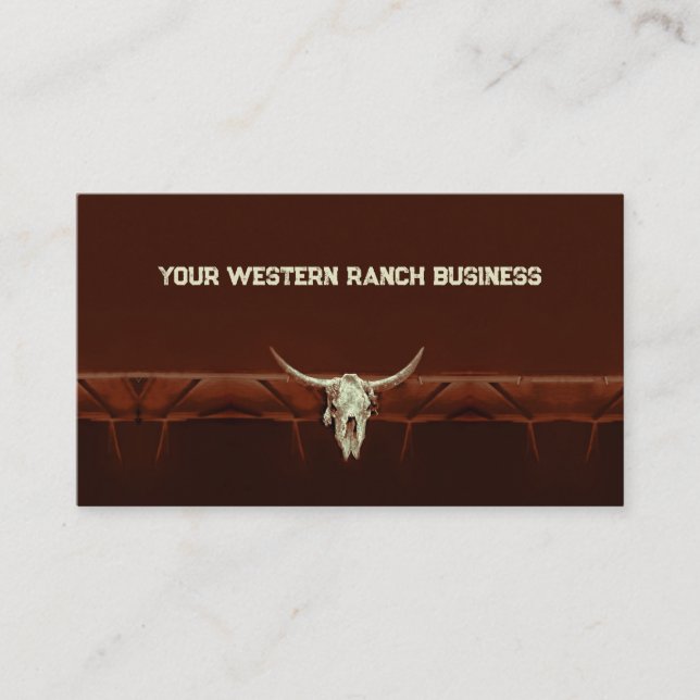 Carte De Visite Western Rustic Bull Skull Brown Country Rodeo (Devant)