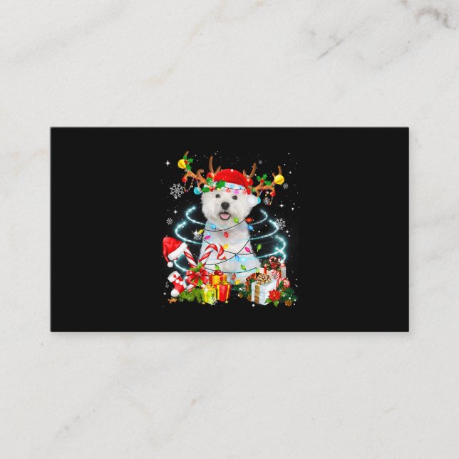 Carte De Visite Westie Reindeer Joyeux pyjama X (Devant)