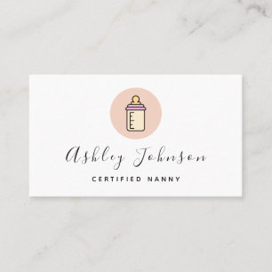 Carte De Visite Whimsical Baby Bottle Nanny Babysitter Soins pour 