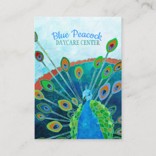 Carte De Visite Whimsical Blue Peacock Garde d'enfants