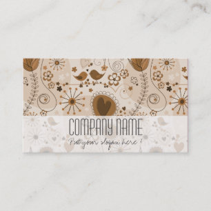 Carte De Visite Whimsical Brown Beige Floral Élégant Planificateur