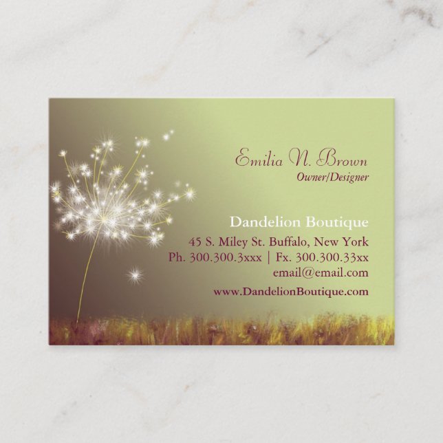 Carte De Visite Whimsical Dandelion Professionnel (Devant)