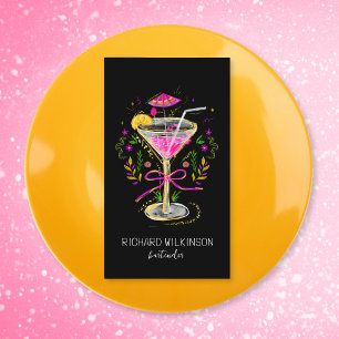 Carte De Visite Whimsical Fun Martini Bartender Cocktail Waiter