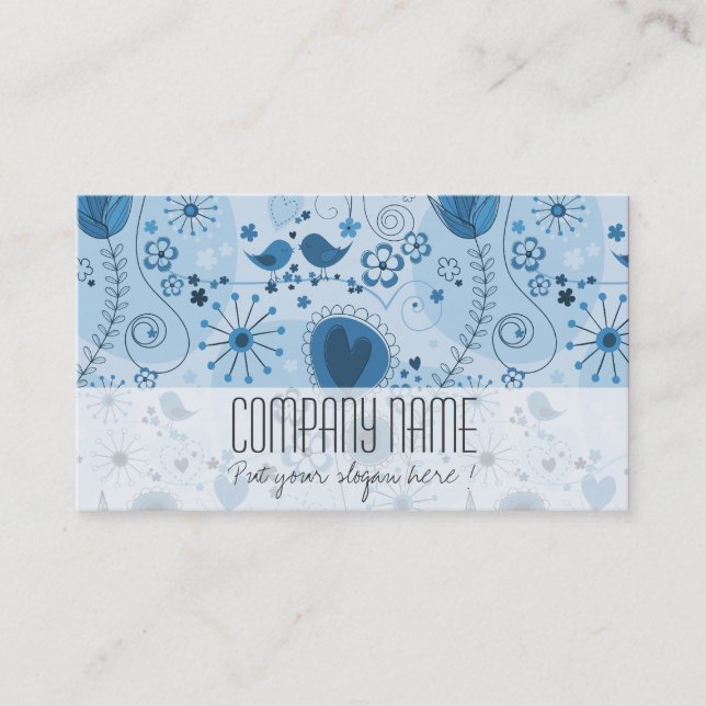Carte De Visite Whimsical Light Blue Floral Élégant Planificateur  (Devant)