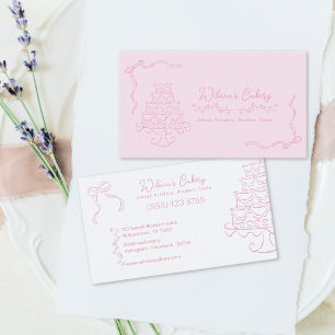 Carte De Visite Whimsical Main tiré Mariage Boulangerie de gâteau