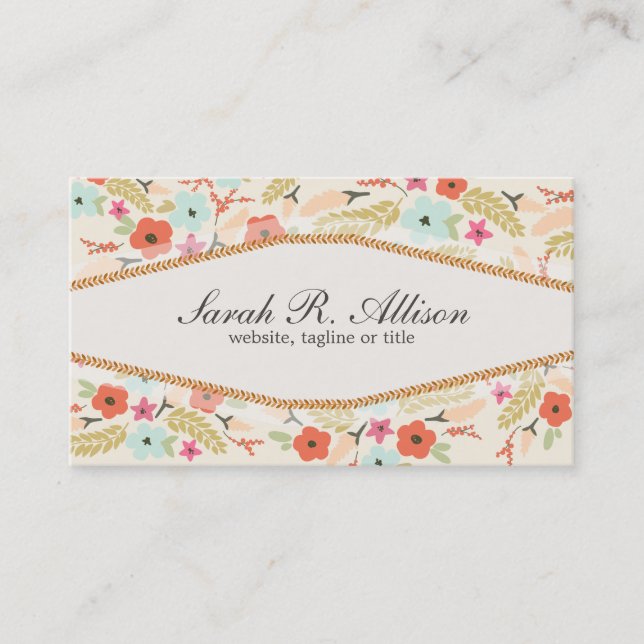 Carte De Visite Whimsical Pays Fleurs sauvages Motif (Devant)