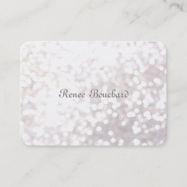 Carte De Visite Whimsical Soft White Parties scintillant Bokeh Chi (Devant)