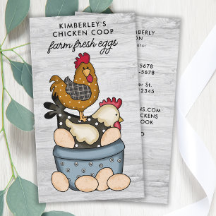 Carte De Visite Whimsical Vintage ferme Oeufs frais Poules de poul
