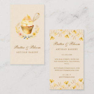 Carte De Visite Whisk d'or & Cupcake, boulangerie Chef traiteur