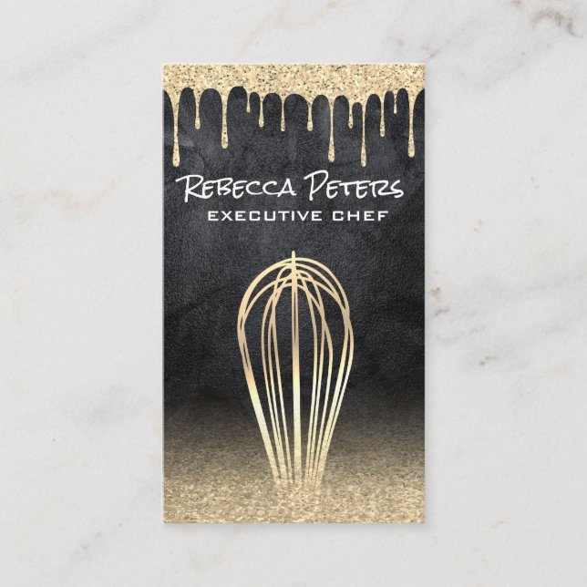 Carte De Visite Whisk d'or | Parties scintillant d'or (Devant)