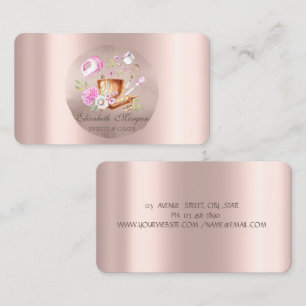 Carte De Visite Whisk Flowers Rose Gold Circle