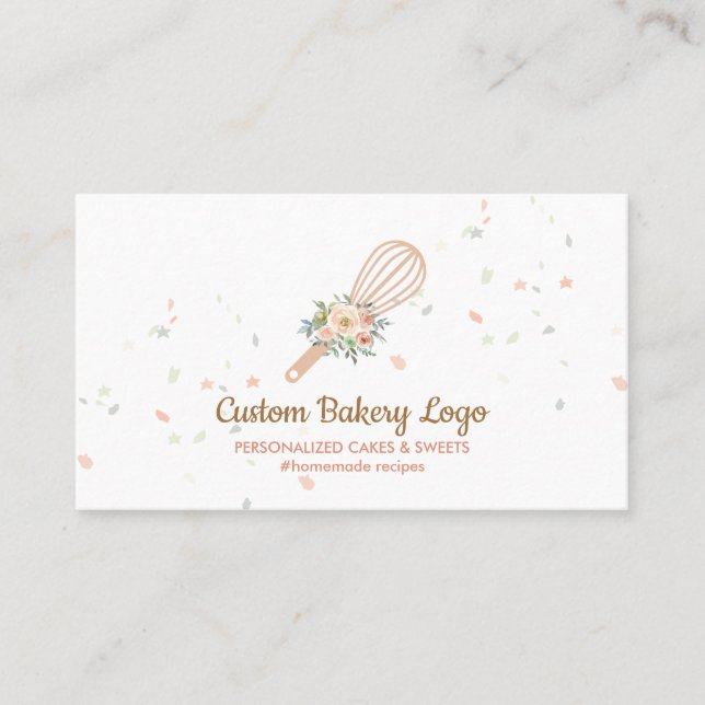 Carte De Visite Whisk Stars Élégante Boulangerie (Devant)