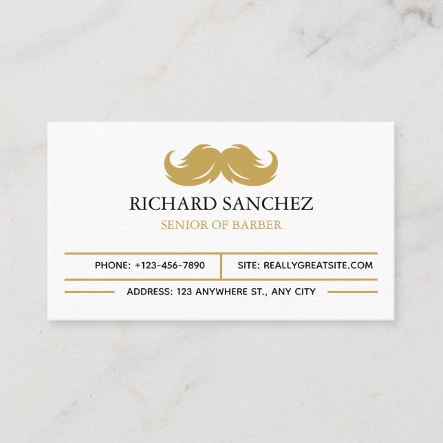 Carte De Visite White and Gold Morden Berber Shop  (Devant)