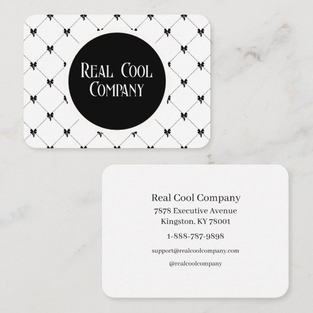 Carte De Visite White & Black Bow Monogram Business Card (Devant / Derrière)