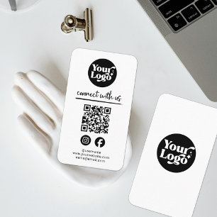 Carte De Visite White Connect With Us QR Code Logo Médias sociaux