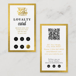 Carte De Visite White Gold Business Logo QR Code Loyalty Retro