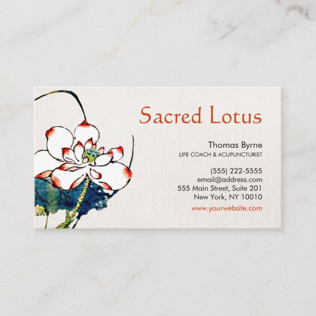 Carte De Visite White Lotus Flower Health, Wellness & Healing (Devant)