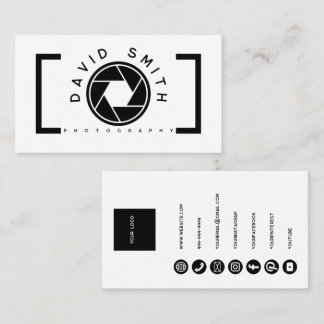Carte De Visite White Minimalist Camera Photographer Business Card