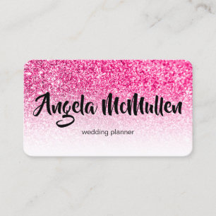Carte De Visite White Ombre Hot Rose Parties scintillant Bokeh Pho