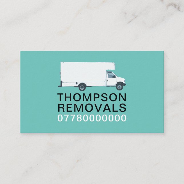 Carte De Visite White Removal Van, Removal Company (Devant)