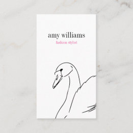 Carte De Visite White swan illustration beauty stylish card chic