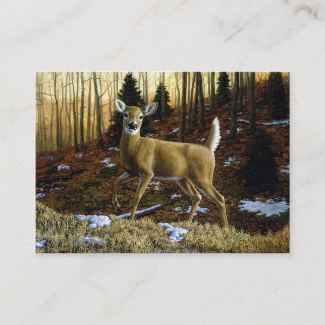 Carte De Visite Whitetail Deer Doe dans la forêt d'automne (Devant)